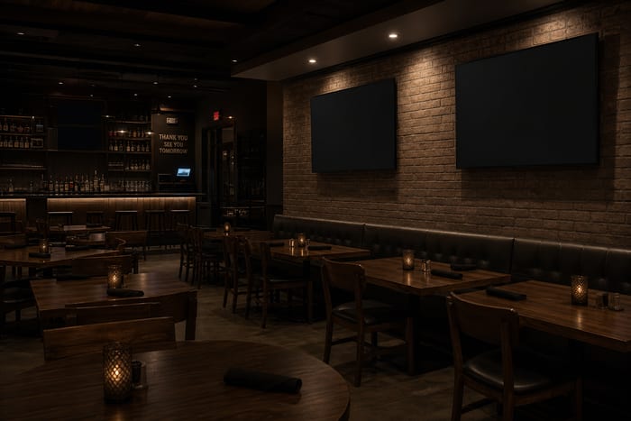 Restaurant interior in the evening after hours